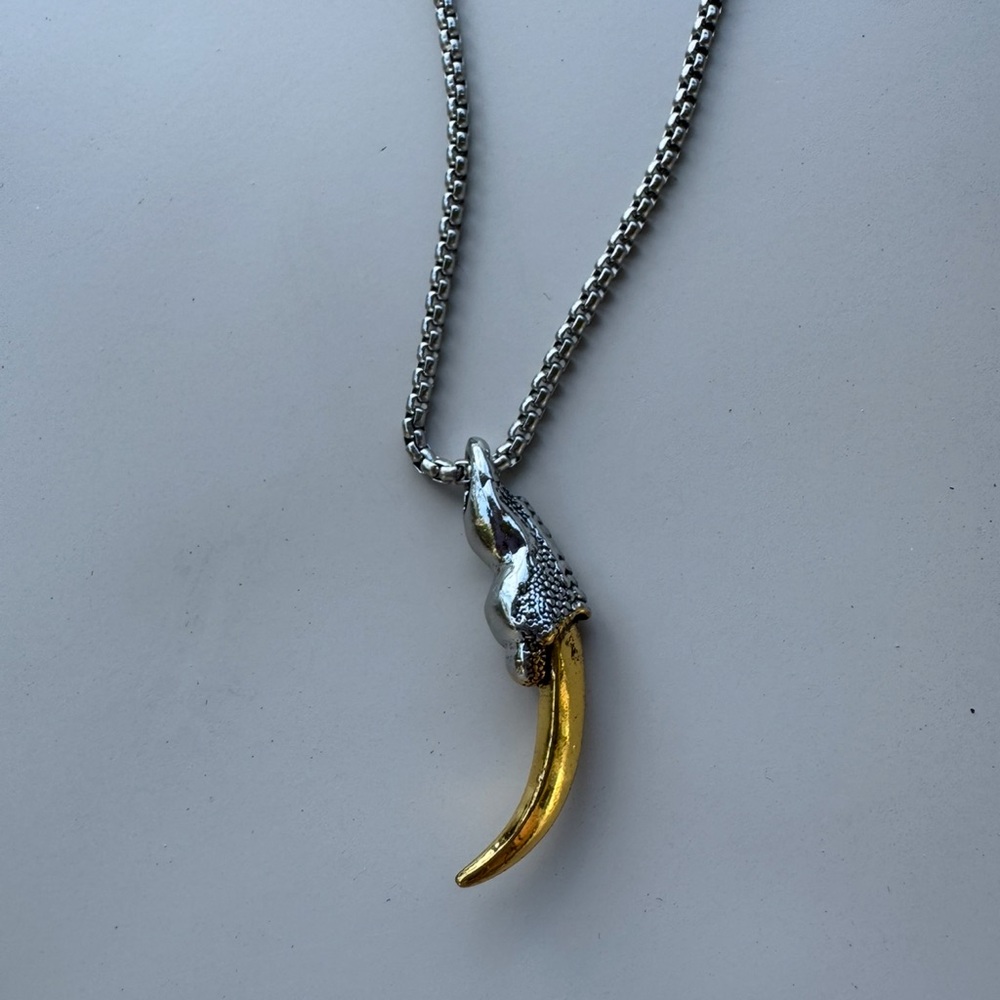 Silver and Gold Claw Pendant Necklace